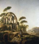 Jean-Baptiste Pillement Temple of Minerva Medica in Rome. oil painting on canvas